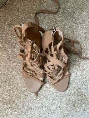 Sam Edelman “Alba” Strappy Suede Sandals Tan 9M Good Condition